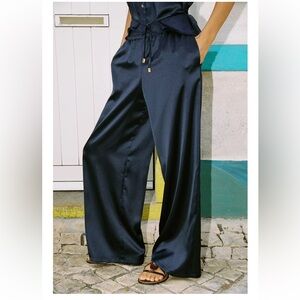 Zara Satin Wide Leg Pants NWT